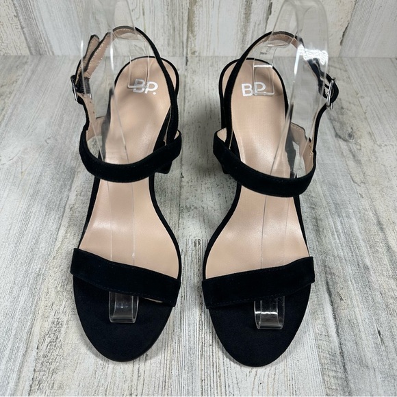 New Bp. Lula Black Faux Suede Slingback Open Toe Ankle Strap Sandals #172 - Picture 3 of 12